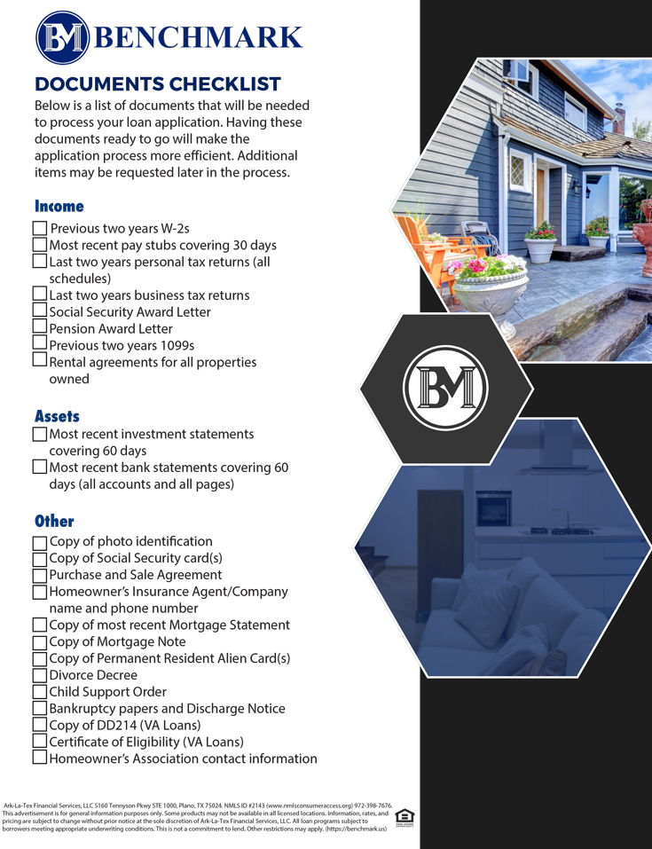 Loan application Documents Checklist